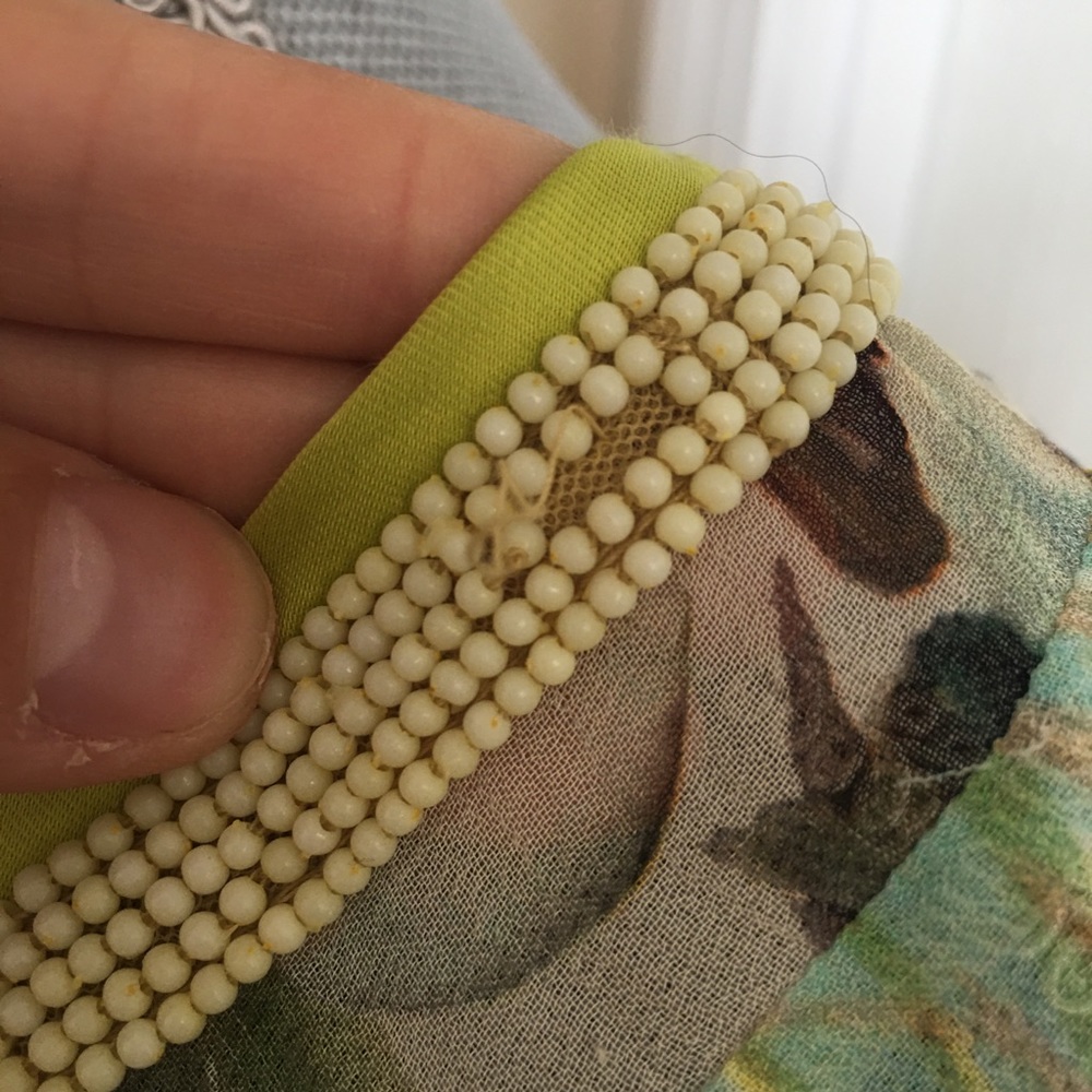 Anthropologie bl^nk Lemon Grove Beaded Blouse L - Picture 6 of 11